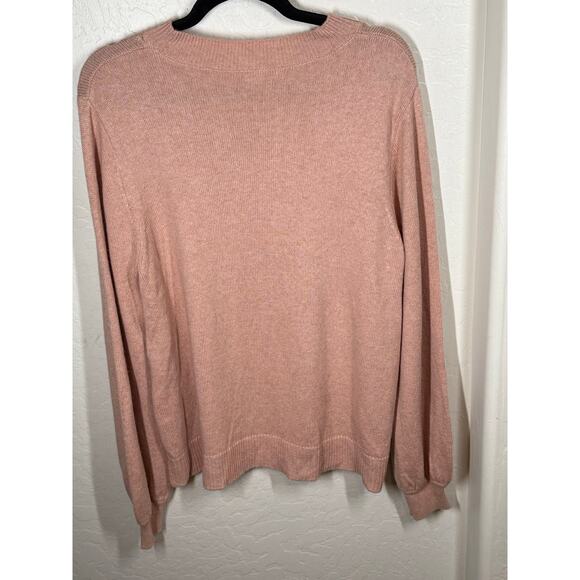 Yerse Cashmere/Wool Blend Soft Pink Mock Turtleneck Balloon Sleeve XL Sweater - Picture 2 of 7